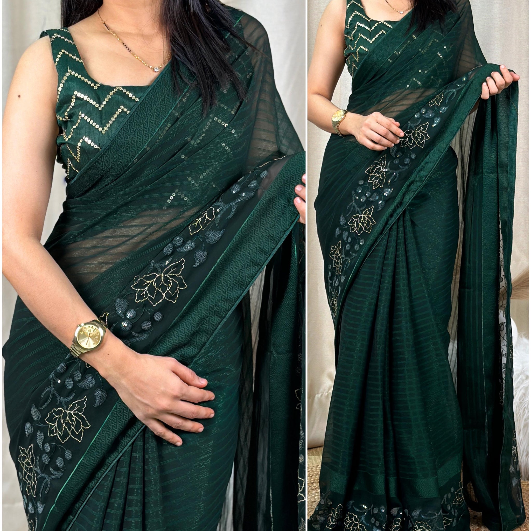 Beautiful Designer Himanshi Shiney Simmer Chiffon Saree