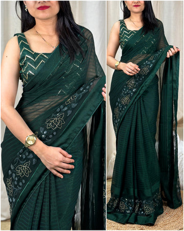 Beautiful Designer Himanshi Shiney Simmer Chiffon Saree