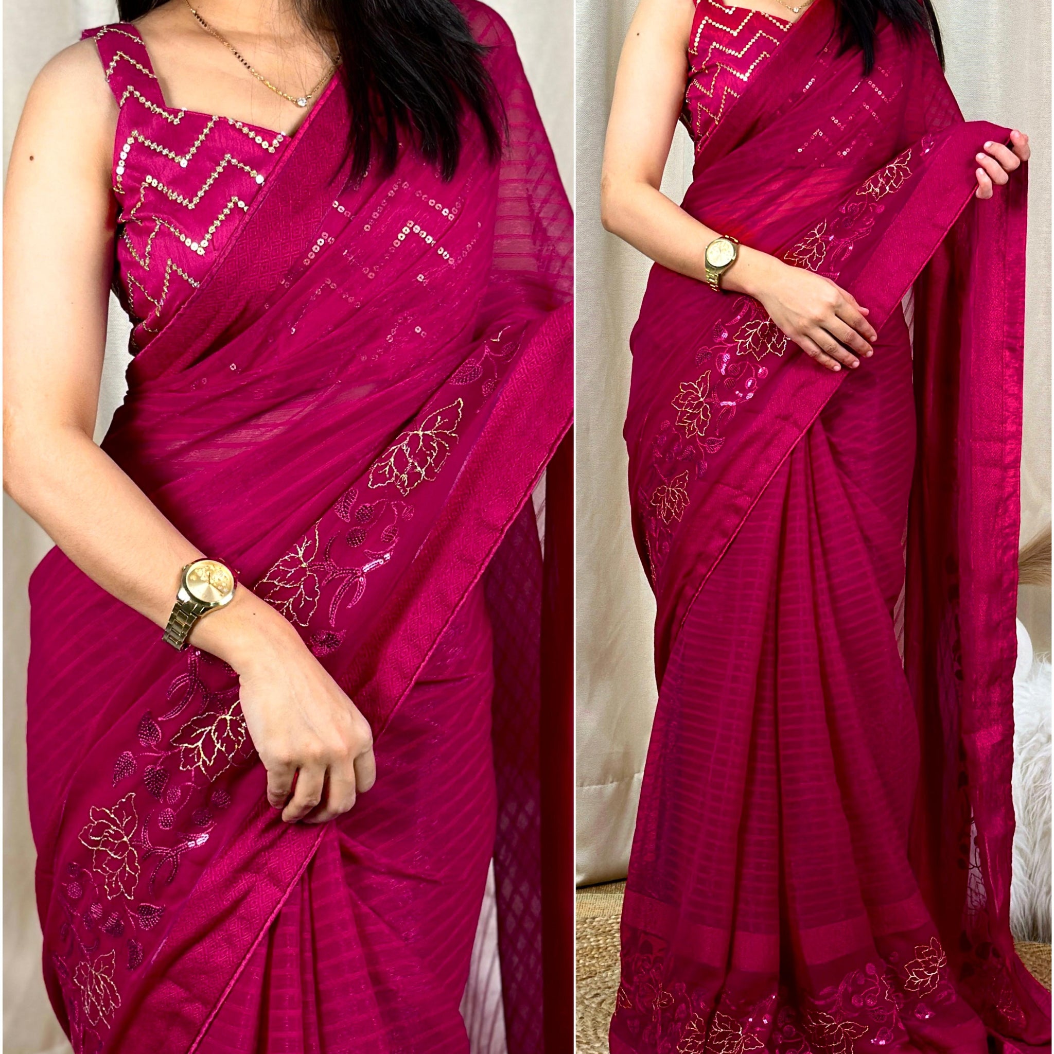 Beautiful Designer Himanshi Shiney Simmer Chiffon Saree