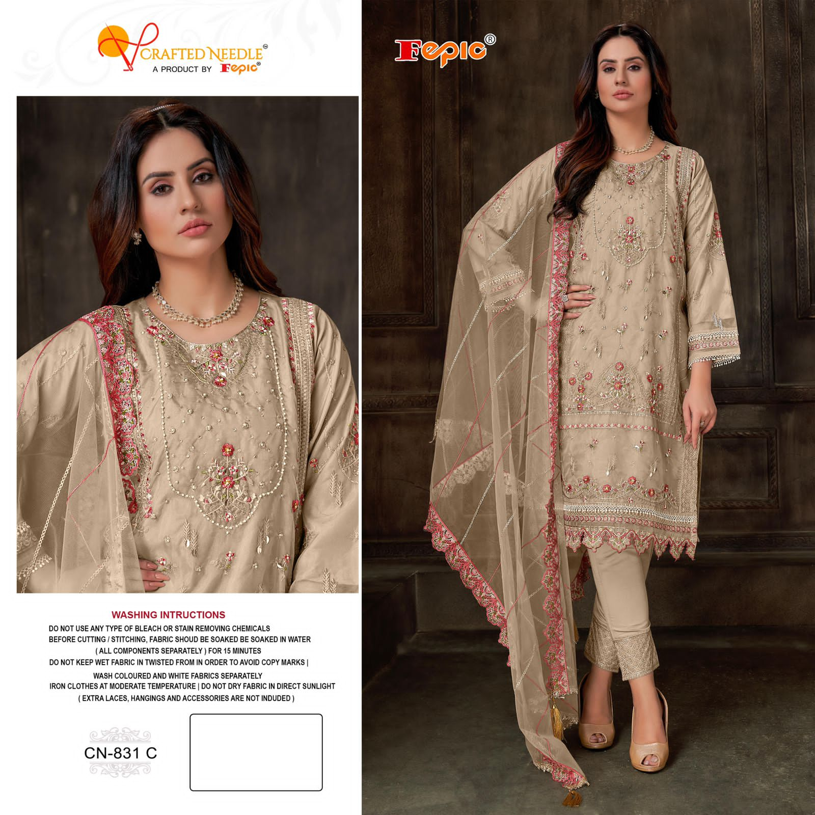 Crafted Needle CN 831 By Fepic Readymade Designer Style Pakistani Suit (1631x03)