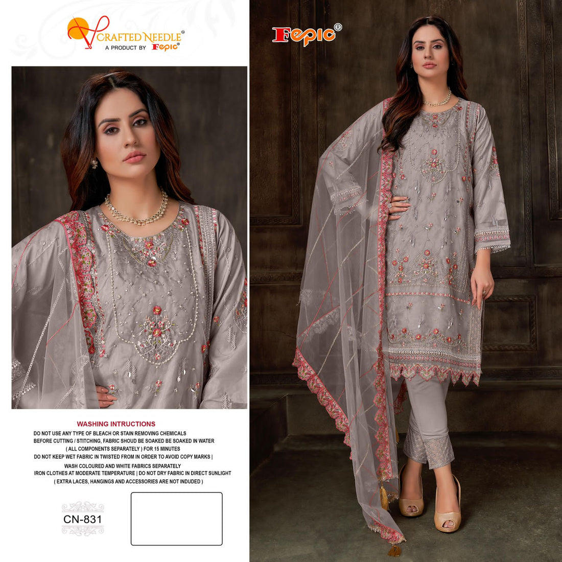 Crafted Needle CN 831 By Fepic Readymade Designer Style Pakistani Suit (1631x03)