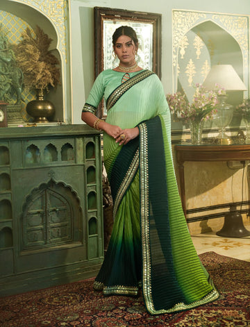 Beautiful Designer Aqua Heavy Georgette Sequanc Saree 434