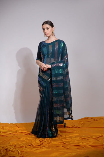 Beautiful Designer Soft Georgette Sequence Saree 413