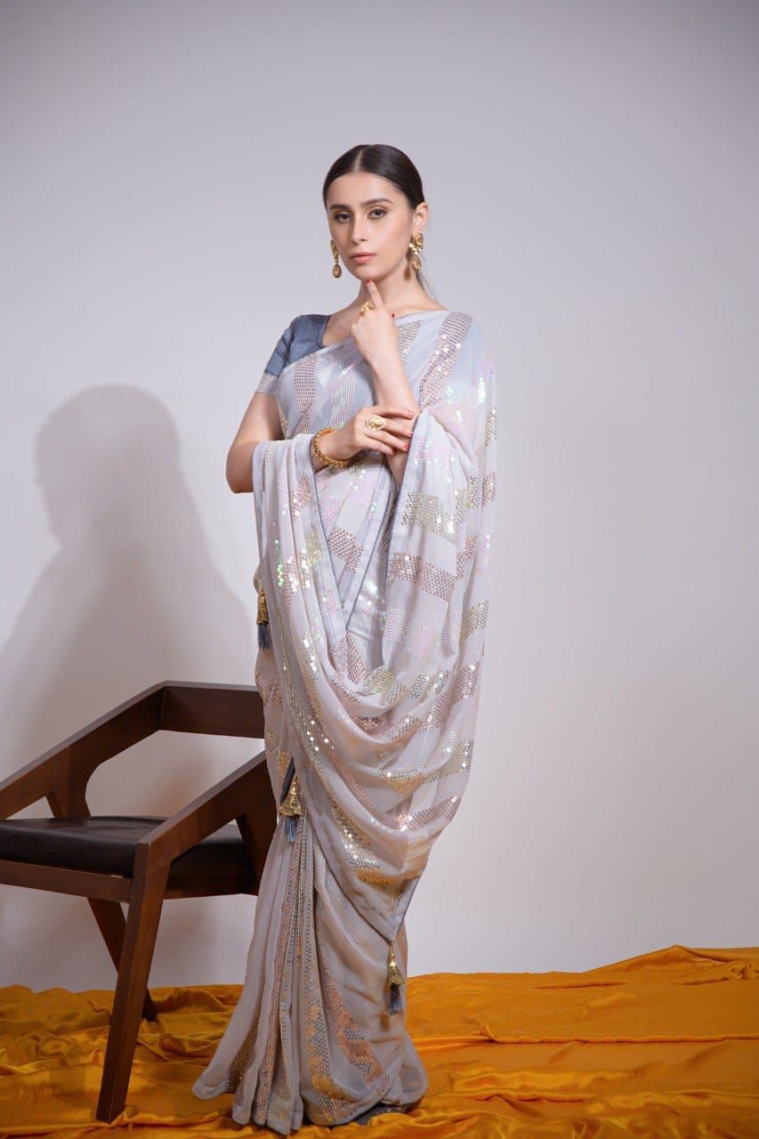 Beautiful Designer Soft Georgette Sequence Saree 413