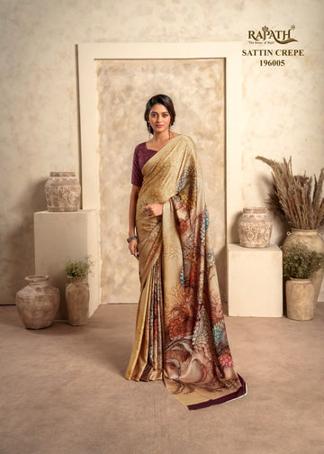 Beautiful Designer Winter Lover Rajpath Satin Printed Saree