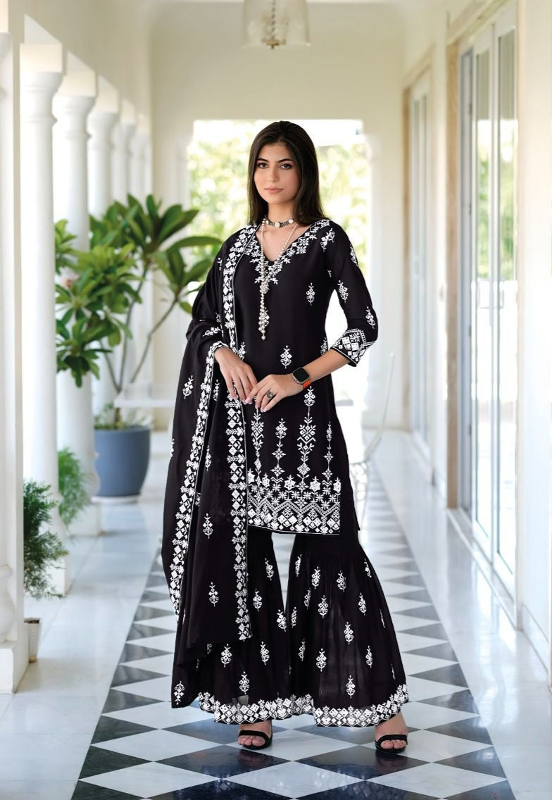 Eba Lifestye Vedika Silk Embroidery Work Readymade Suit