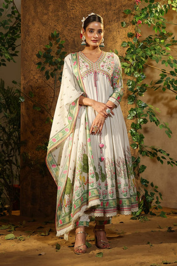 Beautiful Pakistani Style Lights  Muslin Alia Cut Suit