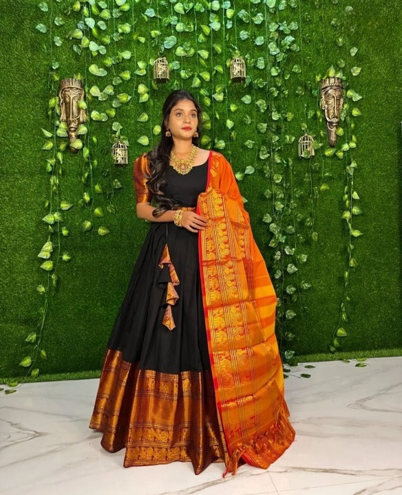 Kanjiveram Silk Zari Lehanga With Blouse Mahyra