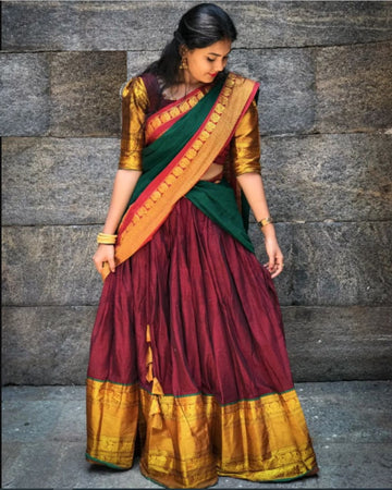 Kanjiveram Silk Zari Lehanga With Blouse Mahyra