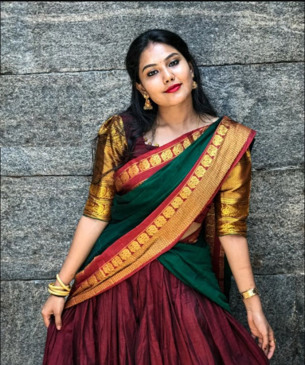 Kanjiveram Silk Zari Lehanga With Blouse Mahyra