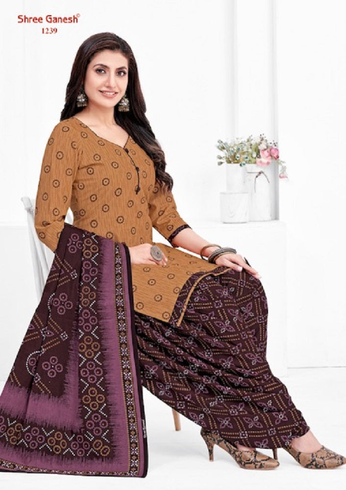 Shree Ganesh Bandhni Patiyala Special Vol-2 Series 1231-1245 Pure Cotton Suit (440x15)