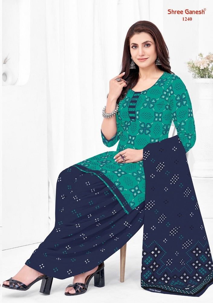 Shree Ganesh Bandhni Patiyala Special Vol-2 Series 1231-1245 Pure Cotton Suit (440x15)