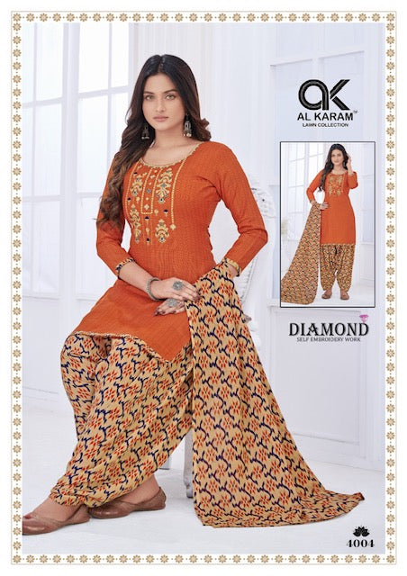 Al Karam Diamond Vol 4 Cotton Dress Material (300x10)