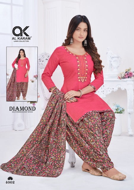 Al Karam Diamond Vol 4 Cotton Dress Material (300x10)