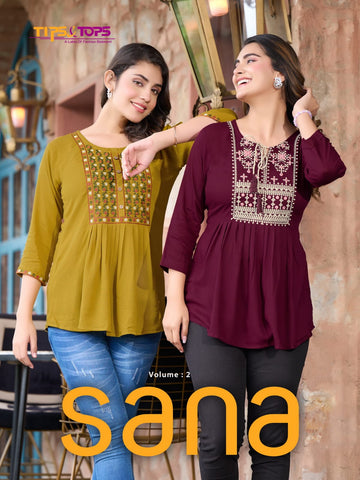 Tips And Tops Sana Vol 2 Fancy Short Tunic Tops Western Collection (385x08)