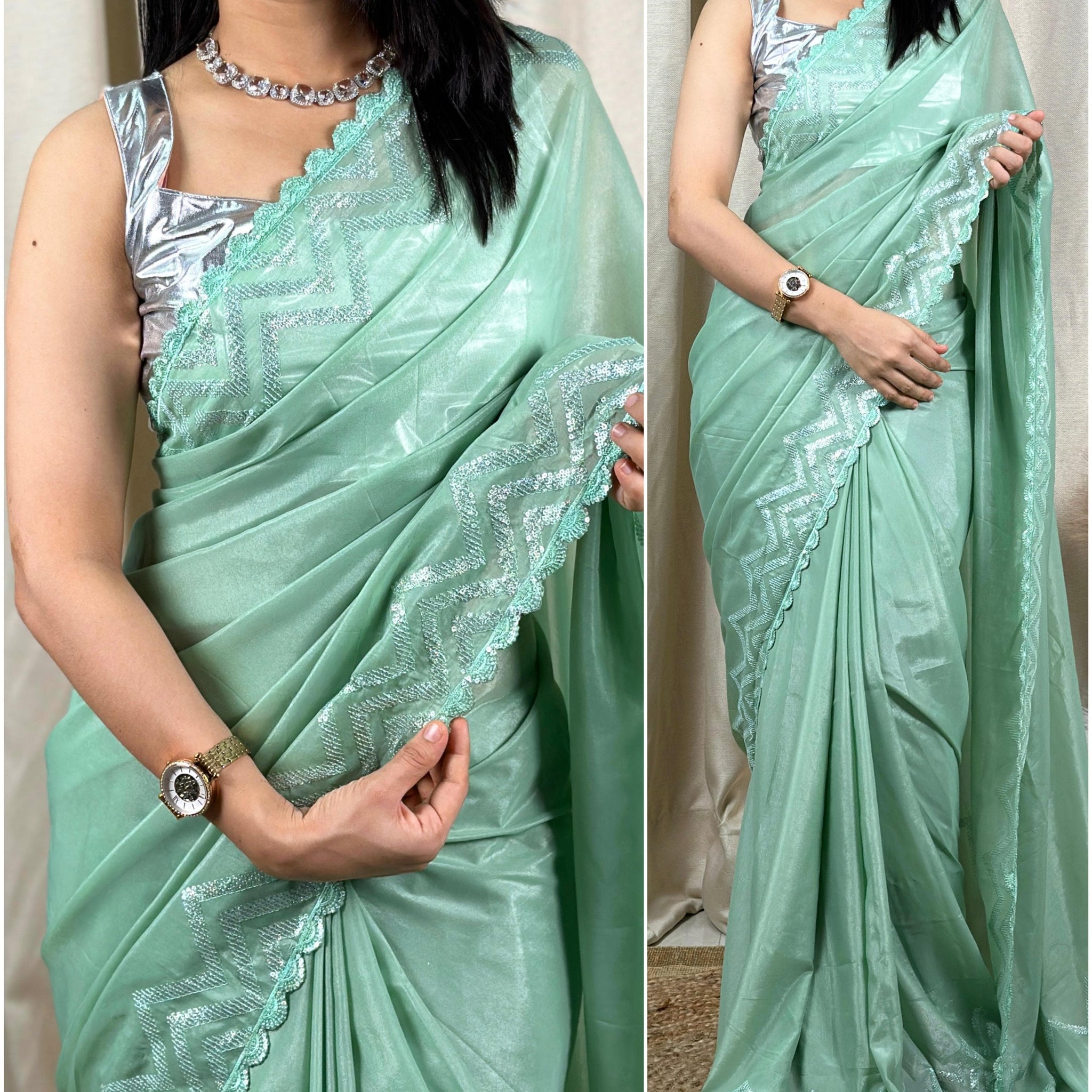 Beautiful Designer Ayesha metallic silk Saree