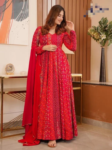 Muskaan Designer Red Anarkali Gown