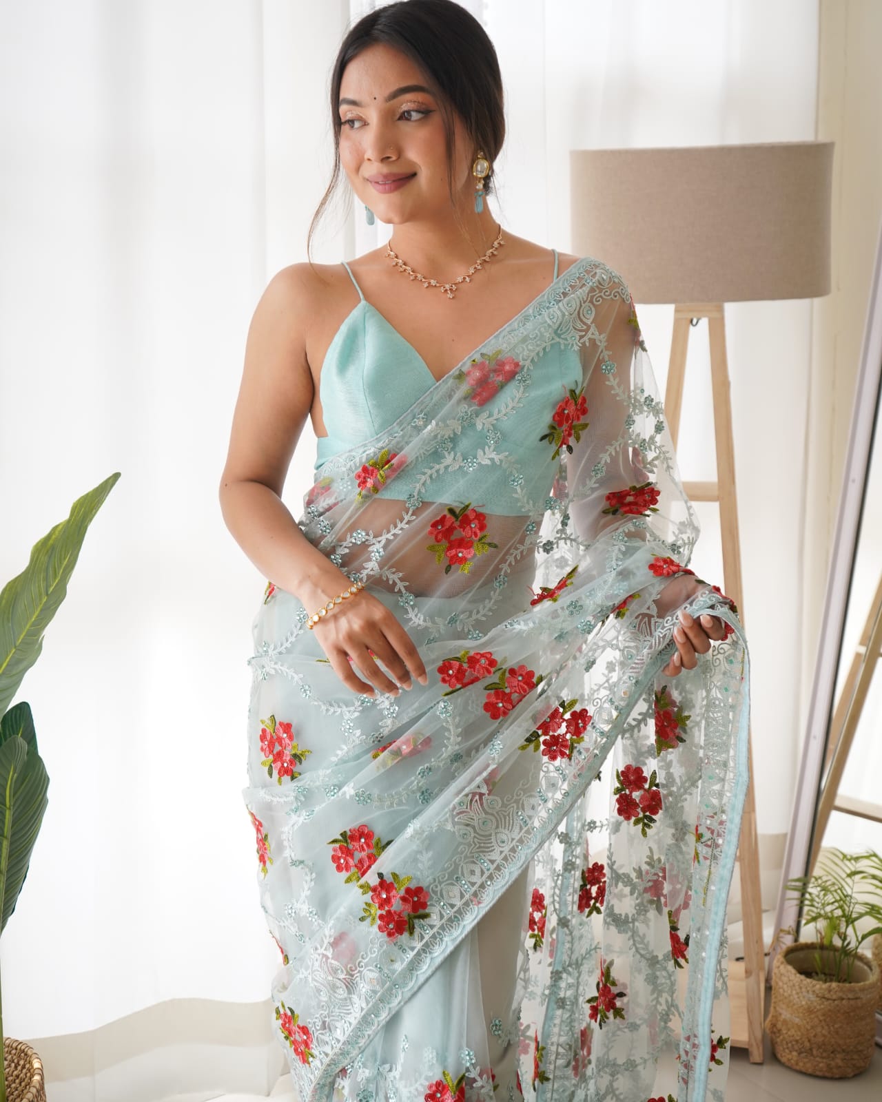 Butterfly Net Saree