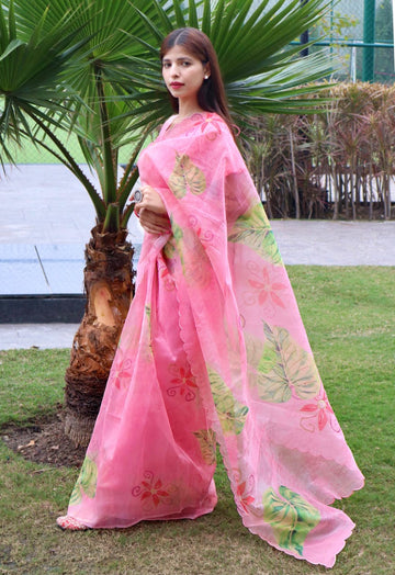 Beautiful Designer Soft Floral Print Organza Silk Saree