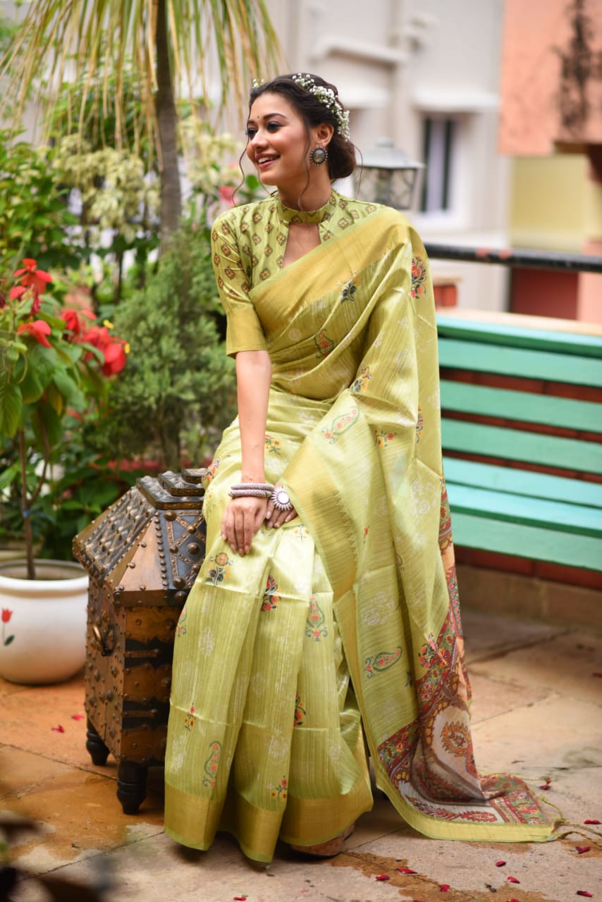 Beautiful Designer Tussar silk Saree