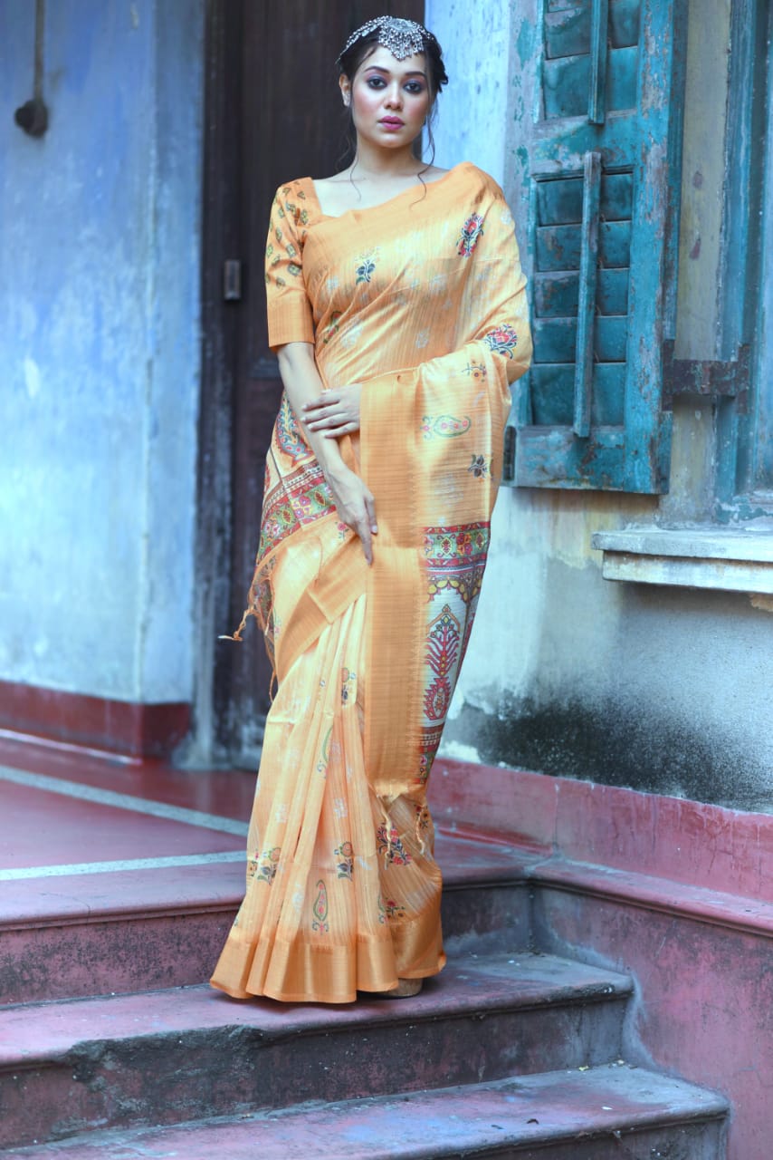 Beautiful Designer Tussar silk Saree