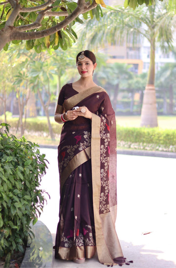 Beautiful Designer Pure Linen Silk Saree