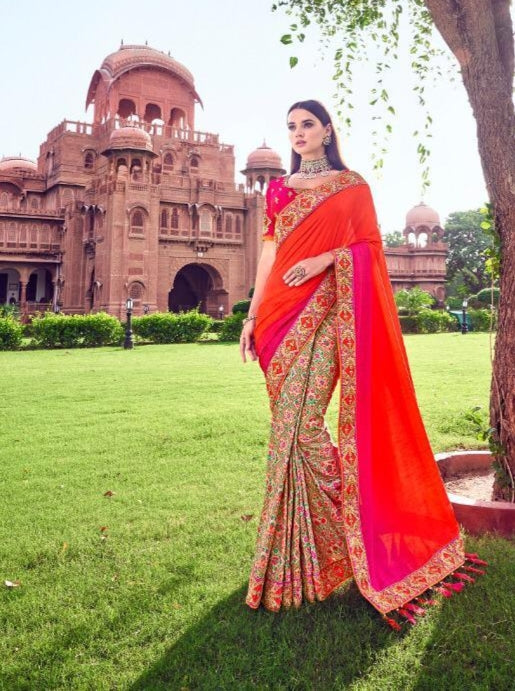 Buy Turkey Red Designer Banarasi Saree online-KARAGIRI | FESTIVE SALE –  Karagiri