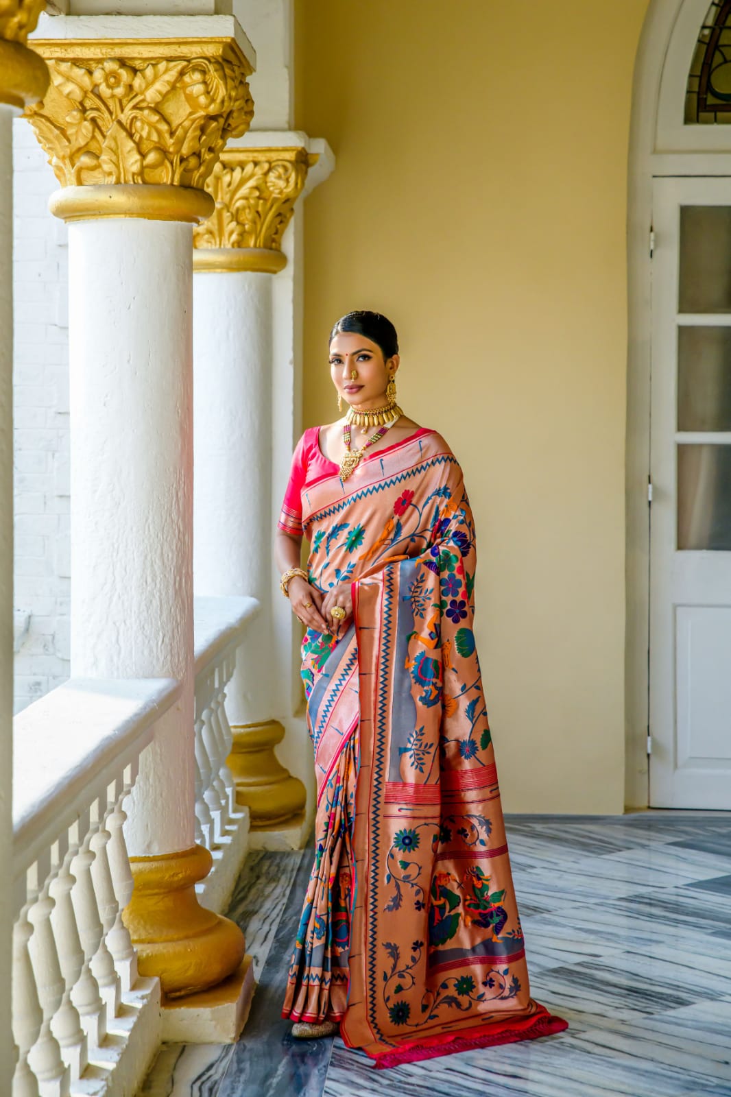 Buy Paithani Silk Saree, Wedding Saree, Red Saree, Zari Work Saree, Saree  Blouse, Designer Saree, Blouse for Women, Banarasi Silk Saree, Sari Online  in India - Etsy