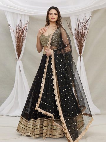 Beautiful Designer Georgette Black Sequenc Lehenga