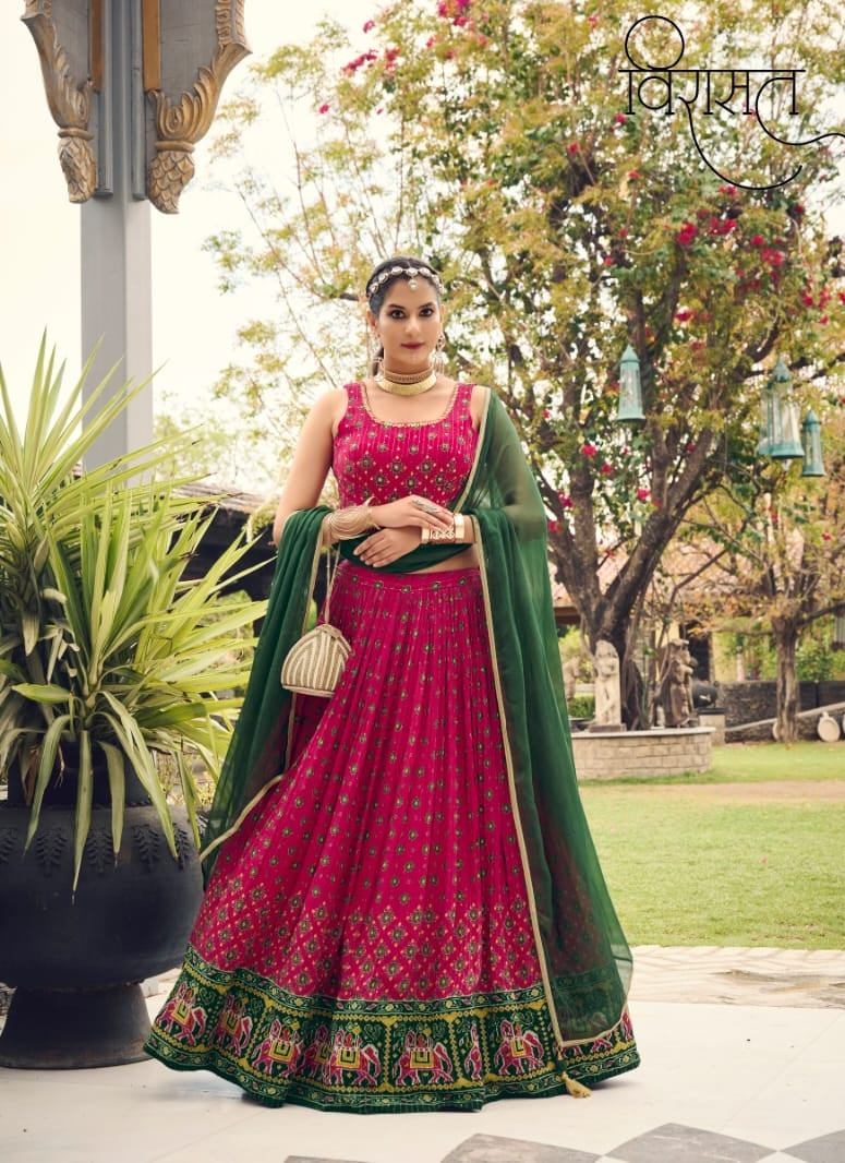 Arunima Virasat 2001 To 2007 Series Festive Wear Pure Chinnon Lehenga