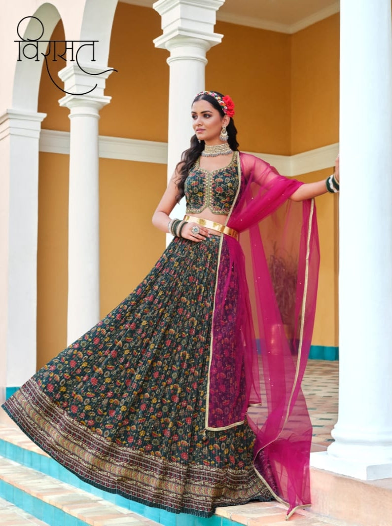 Arunima Virasat 2001 To 2007 Series Festive Wear Pure Chinnon Lehenga