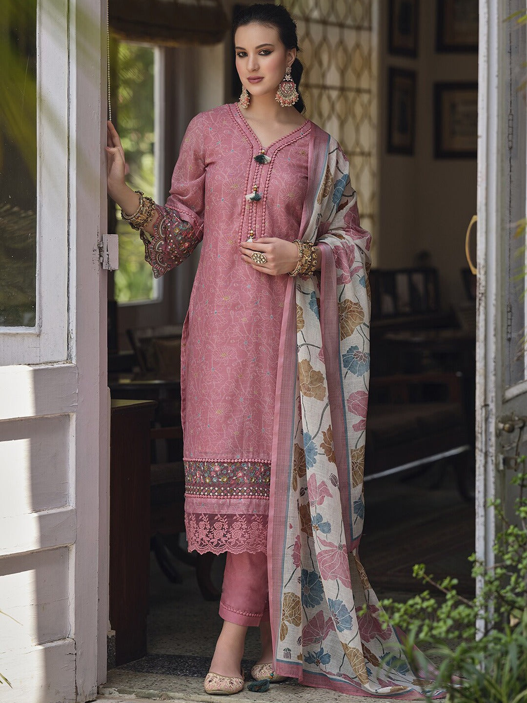 Beautiful Designer Heavy Reyon Kurti Pent with dupatta