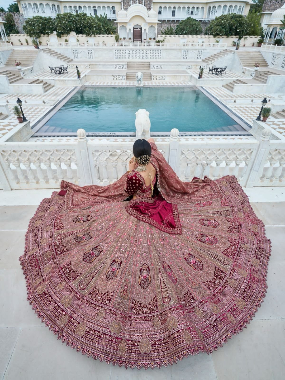 Elegant Maroon and Beige Bridal Lehenga Choli Intricate Embroidery