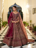 Stunning Maroon and Gold Embroidered Lehenga Choli with Dupatta