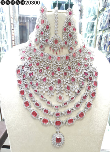 Beautiful American Diamond Jewellery Antique Necklace Set with Earrings