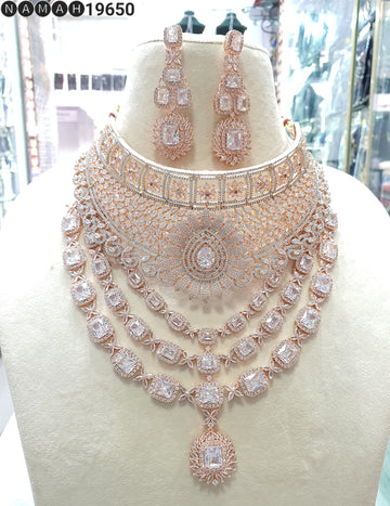 Beautiful American Diamond Jewellery Antique Necklace Set with Earrings