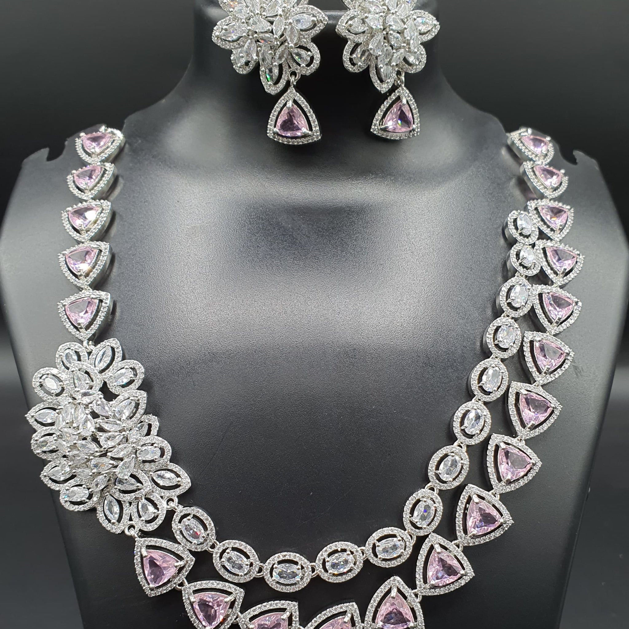 Beautiful American Diamond Jewellery Antique Set with Earrings