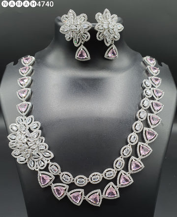 Beautiful American Diamond Jewellery Antique Set with Earrings