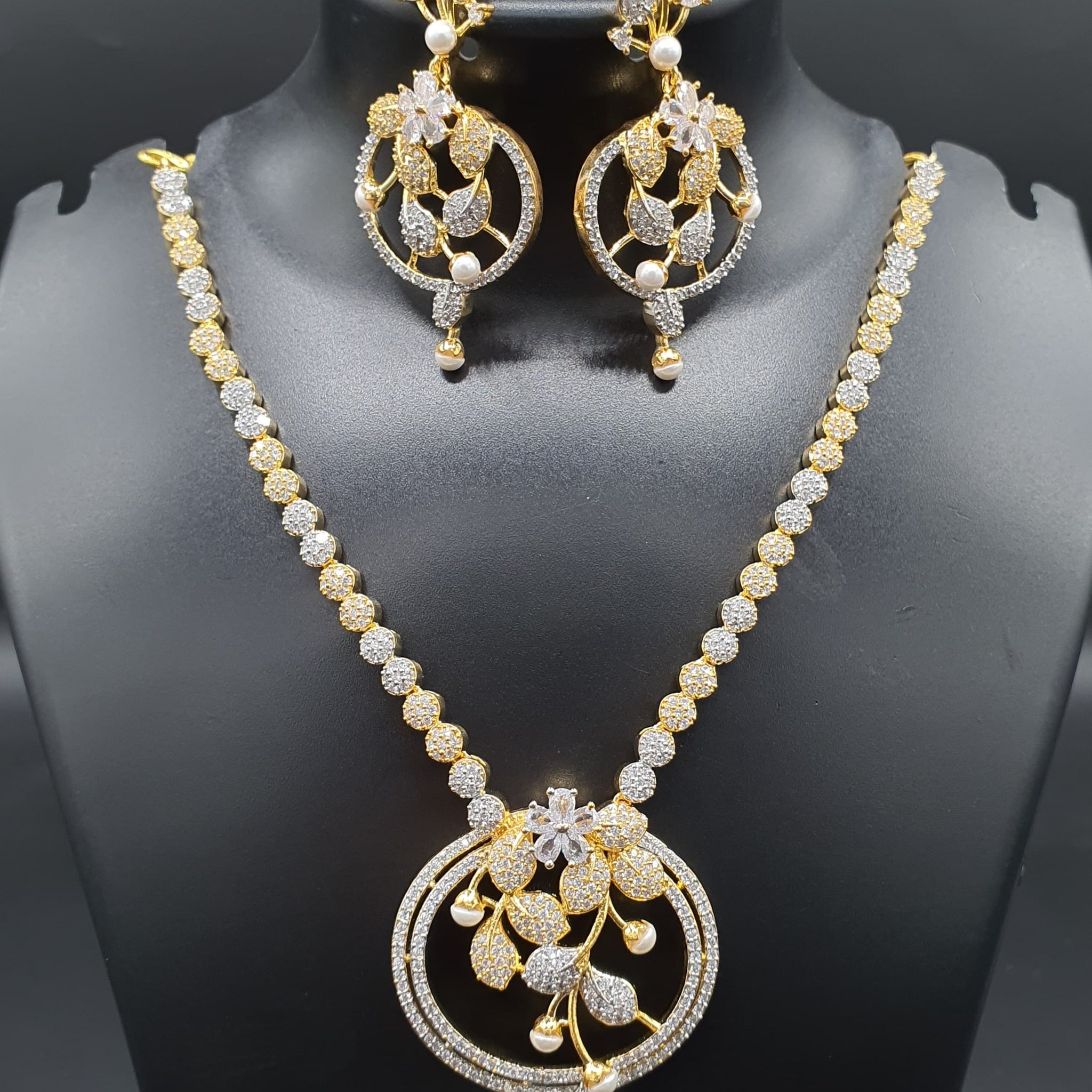 Beautiful American Diamond Jewellery Antique Set with Earrings