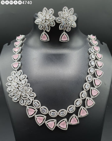 Beautiful American Diamond Jewellery Antique Set with Earrings