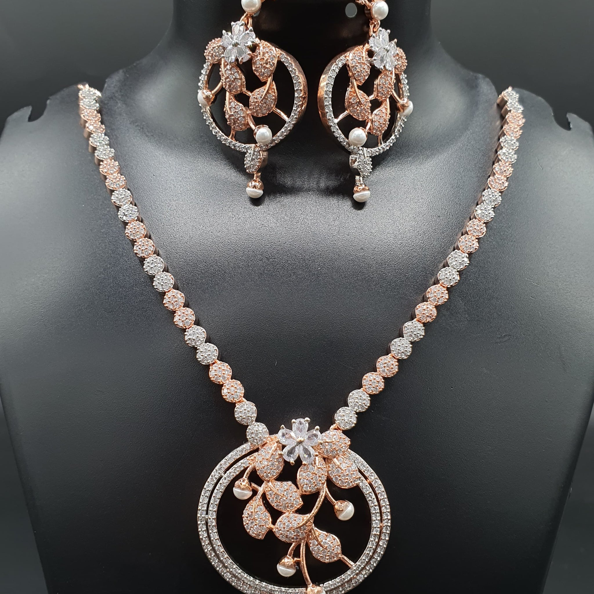 Beautiful American Diamond Jewellery Antique Set with Earrings