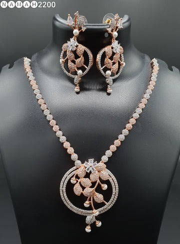 Beautiful American Diamond Jewellery Antique Set with Earrings