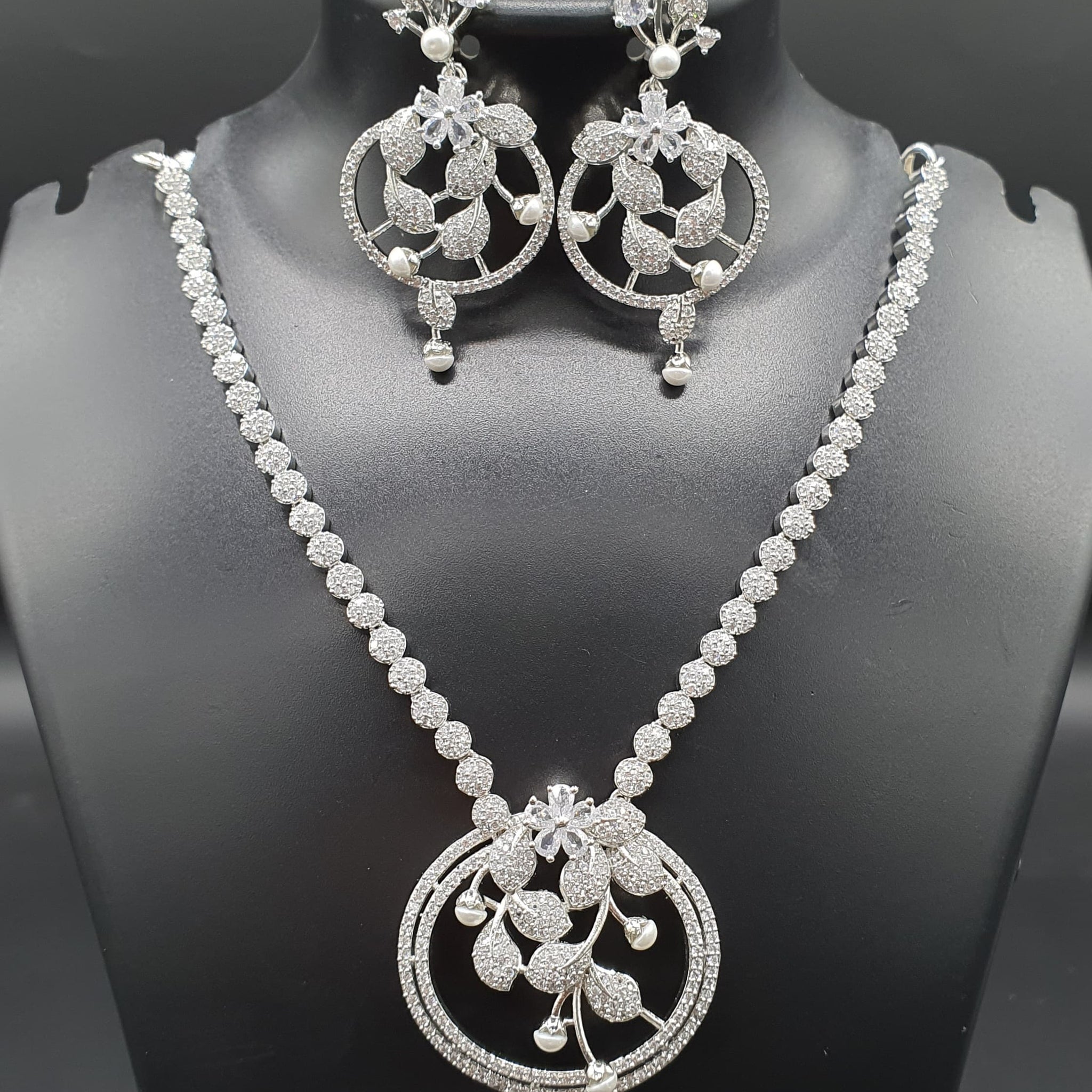 Beautiful American Diamond Jewellery Antique Set with Earrings