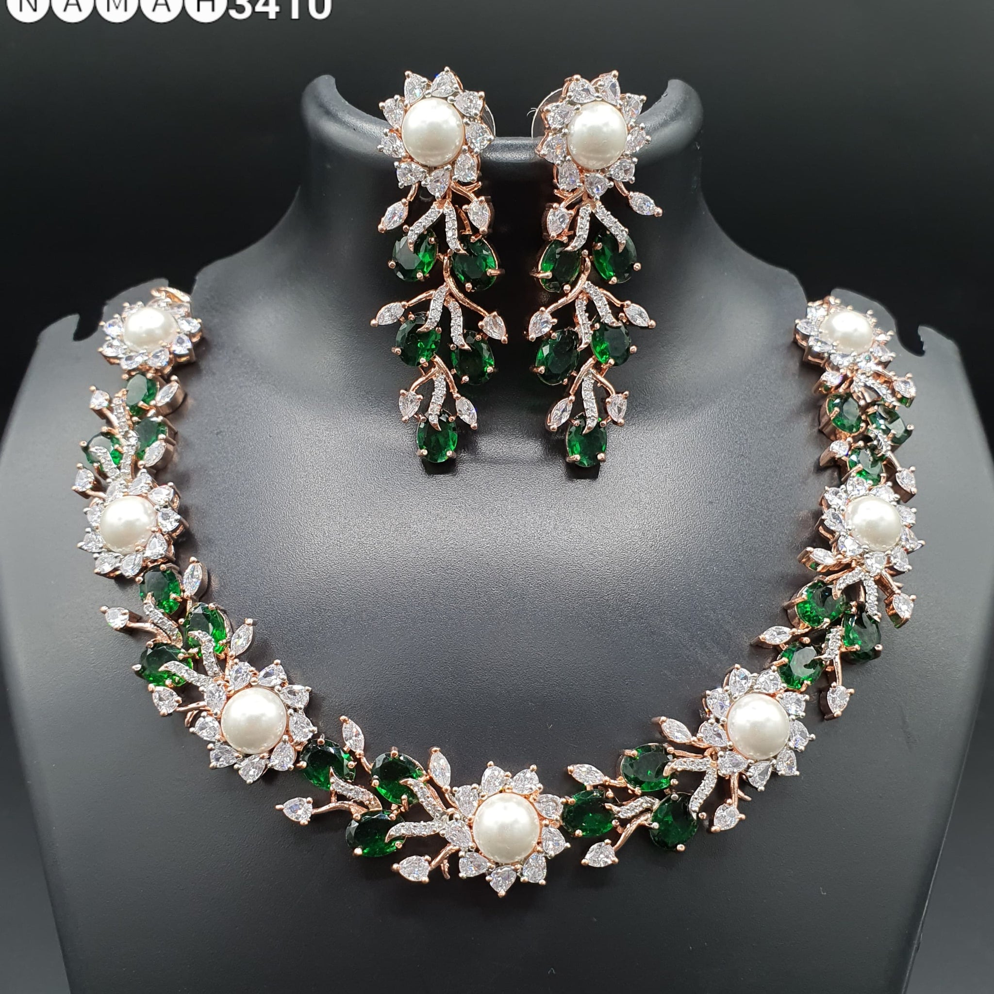 Beautiful American Diamond Jewellery Antique Set with Earrings