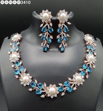 Beautiful American Diamond Jewellery Antique Set with Earrings