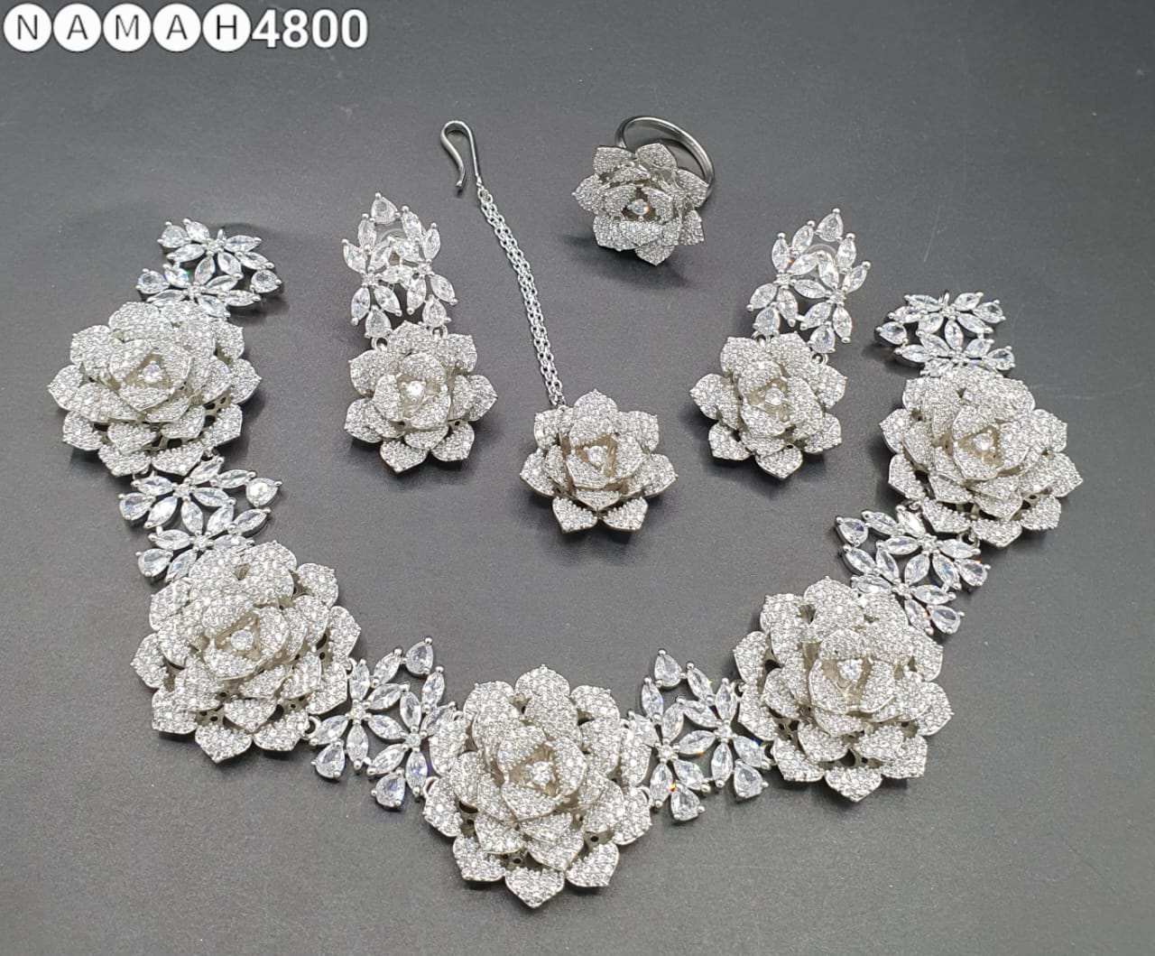 Beautiful American Diamond Jewellery Antique Set with Earrings