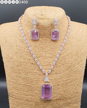 Beautiful American Diamond Jewellery Antique Set with Earrings