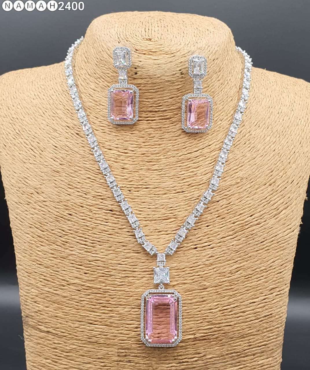 Beautiful American Diamond Jewellery Antique Set with Earrings