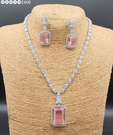 Beautiful American Diamond Jewellery Antique Set with Earrings