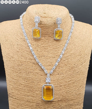 Beautiful American Diamond Jewellery Antique Set with Earrings